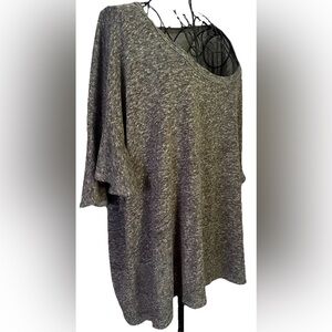 Old Navy Linen Blend Top Size XXL Gray Ruffle Flutter Resort Cottagecore